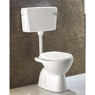 Inart Ceramic Floor Mounted European Water Closet/Western Toilet Commode/Ewc S Trap Concealed With Normal Seat Cover- White  Premium Normal Flush Flush Tank Combo