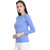 Buynewtrend Mid Blue Pure Woolen Pearl Embelished Long Sleeve Round Neck Womens Sweater (Mid Blue_2432)