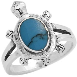                       Ceylonmine Firoza Kachua Ring Natural & Original Gemstone Turquoise Stone Turtle Silver Ring For Men & Women                                              
