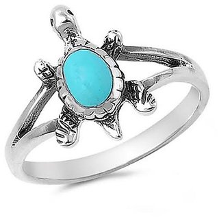                       Ceylonmine Turquoise Stone Kachua Ring Natural  Original Stone Firoza Turtle Silver Ring For Unsiex                                              