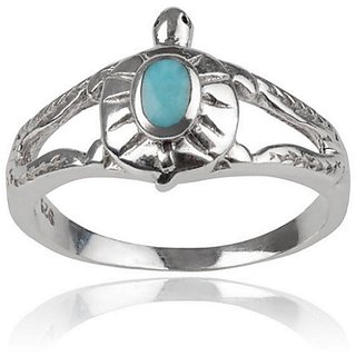                      Ceylonmine Natural Firoza Turtle Ring Original & Certified Stone Turquoise Kachua Silver Ring For Unisex                                              