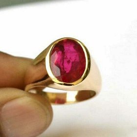 Ceylonmine Original Stone Ring Ruby Manik 7.50 Ratti Gemstone Ring Lab Certified  Unheated Stone Chunni For Men  Women