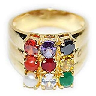                       Navratna Ring Natural Navgrah 9 Precious Gemstones Ring Astrological Certified Lab - Ceylonmine                                              