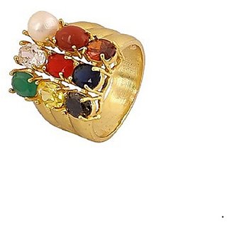                       Navratna Ring Natural Navgrah Stone 9 Precious Gemstones Ring Astrological Lab Certified - Ceylonmine                                              