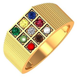                       Navratna Ring Natural Navgrah Stone 9 Precious Gemstones Ring Astrological Lab Certified - Ceylonmine                                              