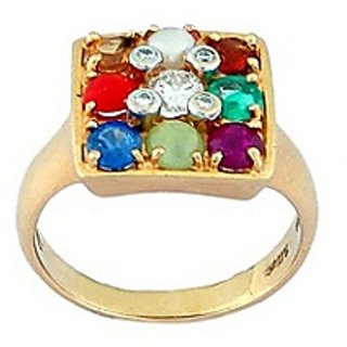                      Navratna Ring Natural Navgrah Stone 9 Precious Gemstones Ring Astrological Lab Certified - Ceylonmine                                              