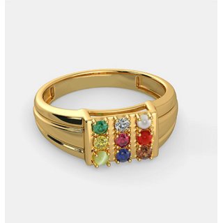                       Navratna Ring Natural Navgrah Stone 9 Precious Gemstones Ring Astrological Lab Certified - Ceylonmine                                              
