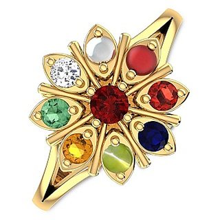                       Navratna Ring Natural Navgrah Stone 9 Precious Gemstones Ring Astrological Lab Certified - Ceylonmine                                              