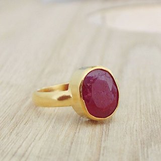                       Ceylonmine Chunni Stone Ring Natural & Lab Certified 7.25 Ratti Gemstone Ruby /Manik Ring For Unsiex                                              