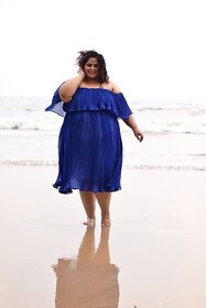 Ocean Goddess Pleated Off Shoulder Party Dress, Plus Size Clothing (Ptpd002)(Size-2)
