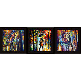                       Kartik Digital Print Couple 3 Panel Wall Decor Wall Art Wooden Frame Painting For Home, Office Gift(9X9 Inches)                                              