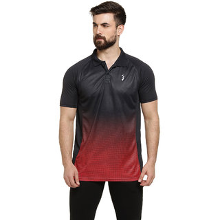 Campus Sutra Ombre Men Polo Neck Red Sports T-Shirt