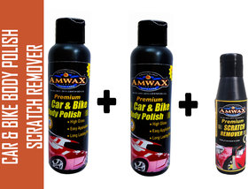 Amwax Car And Bike Body Polish ( 120 Ml + 120 Ml ) + Scratch Remover 50 Ml