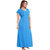 Be You Women Cotton Striped Maternity Gown / Feeding Gown - Firozi Blue - Free Size