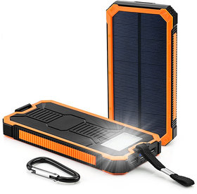 Solar Power Backup 10000Mah With Led Dual Usb Ports