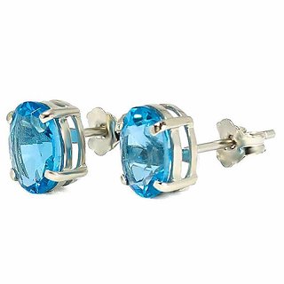                       Ceylonmine Natural Stud Earring Blue Topaz Stone Stud Earring For Women & Girls                                              