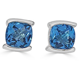 Ceylonmine Stud Earring Natural Stone Blue Topaz Stone Earrings For Women & Girls