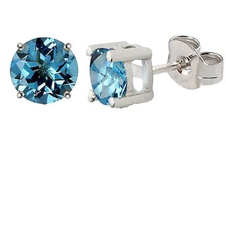                       Ceylonmine Natural Stud Earring Blue Topaz Stone Stud Earring For Women & Girls                                              