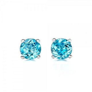                       Ceylonmine Stud Earring Natural Stone Blue Topaz Stone Earrings For Women  Girls                                              