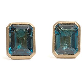 Ceylonmine Natural Stud Earring Blue Topaz Stone Stud Earring For Women & Girls