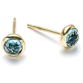                       Ceylonmine Blue Topaz Stud Earrings Original & Unheated Gemstone Stud Earrings For Women & Girls                                              