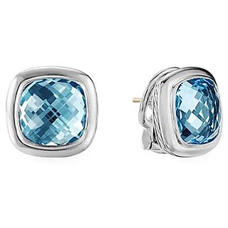                       Ceylonmine Natural Blue Topaz Earring Lab Certified & Original Gemstone Stud Earring For Women & Girl                                              