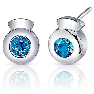                       Ceylonmine Blue Topaz Earring Natural & Unheated Stud Earring For Women & Girls                                              