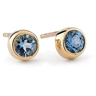                       Ceylonmine Natural Blue Topaz Earring Lab Certified & Original Gemstone Stud Earring For Women & Girl                                              