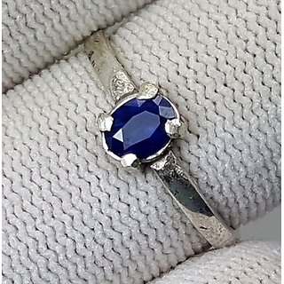                       Blue sapphire ( Neelam ) 5.25 Ratti Stone Silver Plated Ring Original  Certified Stone Blue Sapphire Ring By CEYLONMINE                                              