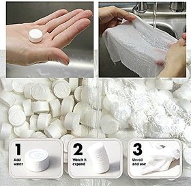 Rebuy Magic Tablet Disposable Cotton Coin Towels Coin Tissue Expands With Water (Set Of 100)