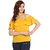 Layzone Neck Belt Trendy Rayon Top Mustard Colour