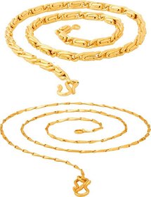 Shine Art Traditional Gold Plated Fancy Designer And Italian Combo Of-2 Chain For Men, Women Boys