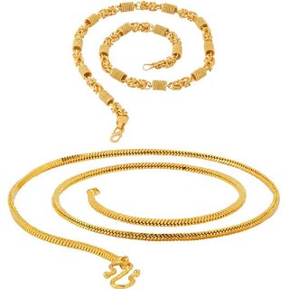 Shine Art Gold Plated Round Cut And Traditional Designer Combo Of-2 Chain For Men Boys