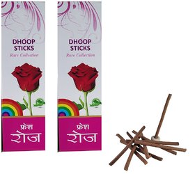 De-Ultimate Rare Collection(Pack Of 2) Premium Fresh Rose/Gulab Scented Dry Dhoopbatti Incense Sticks Box(10 Sticks)