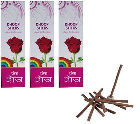 De-Ultimate Rare Collection(Pack Of 3) Premium Fresh Rose/Gulab Scented Dry Dhoopbatti Incense Sticks Box(10 Sticks)