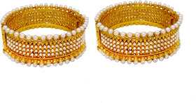 Jsd Gold Plated Traditional Stylish White Moti Bangle For Girl & Women