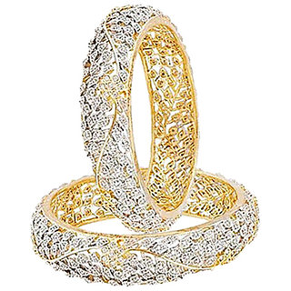                       Jsd Gold Plated American Diamond Fancy Stylish Bangle For Girl & Women                                              