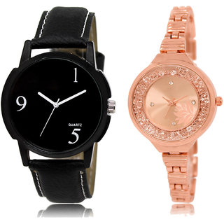 Adk Lk-06-225 Black & Rose Gold Dial Special Watches For Couple