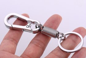 Productmine Heavy Dutymetal Spring Hook Locking Keychain For Bike Cars Key Chain- Silver