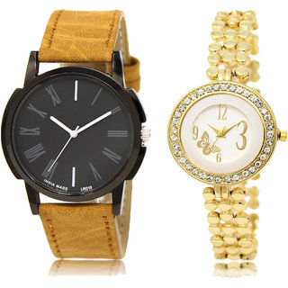 Adk Lk-19-203 Black & White & Gold Dial Latest Watches For Couple
