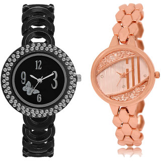 Adk Lk-201-222 Black & Rose Gold Dial Look Watches For Girls