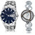 Adk Lk-102-240 Blue & Silver Dial Day & Date Functioning Watches For Couple