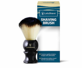 Letsshave Imitation Badger Shaving Brush, Hand Made, Soft Hair (Glossy Black Handle)