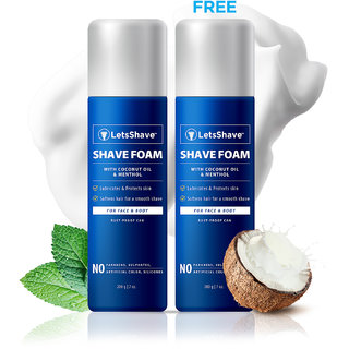 Letsshave Shave Foam Enriched With Coconut Oil, Paraben Sulphate Free - 200 G