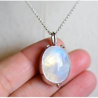                       Ceylonmine- Lab Certified  Natural Stone Moonstone Pendant In Silver For Unisex                                              