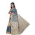 Meia Gold & Blue Bhagalpuri Silk Block Print Saree With Blouse