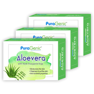 Puragenic Aloevera With Neem Transparent Soap, 75Gm - Pack Of 3