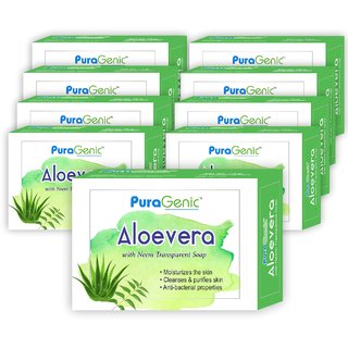 Puragenic Aloevera With Neem Transparent Soap, 75Gm - Pack Of 9