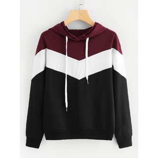                       Raabta Black And White With Maroon Zigzag Strip Sweat Shirt                                              
