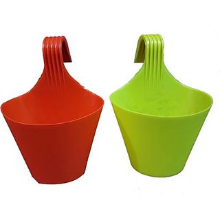                       Single Hook Plant Container Set Of 2 Pcs                                              
